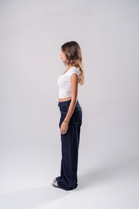Blue Raw Denim Wide-leg