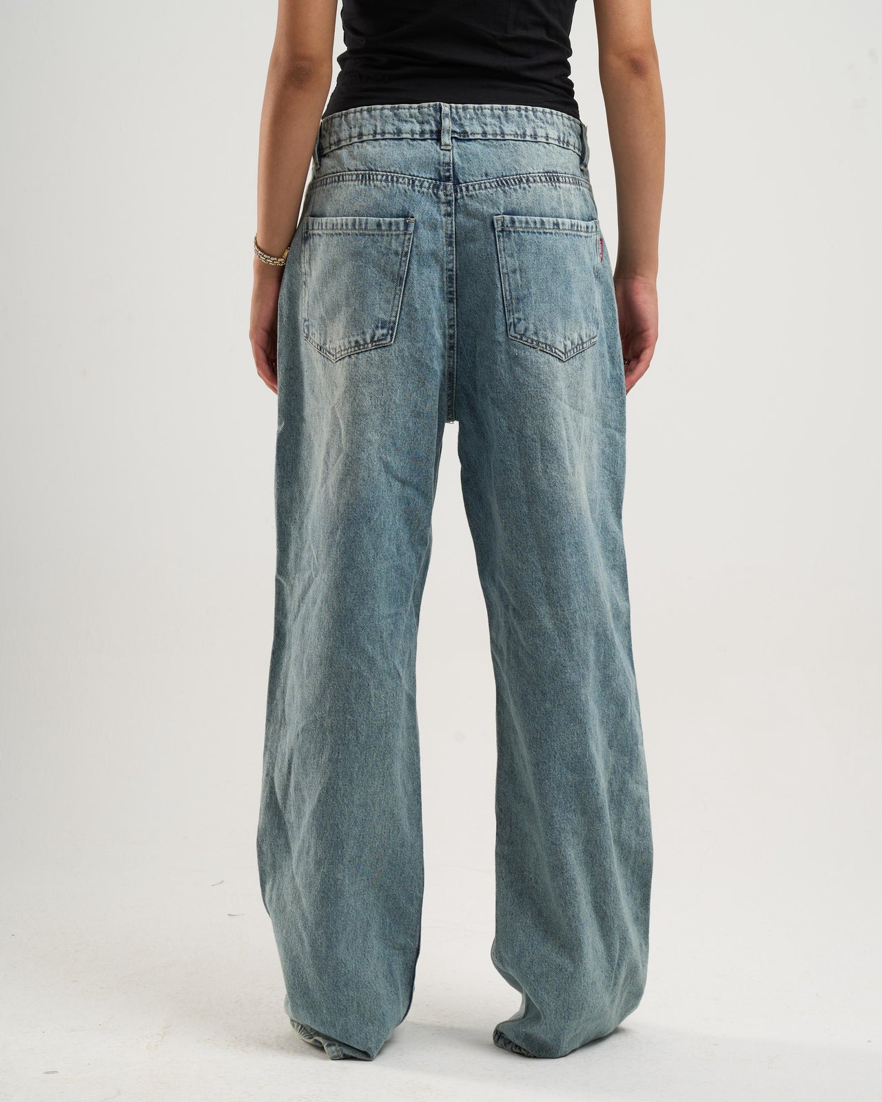 Wide-Leg Yellow Tint Washed Denim