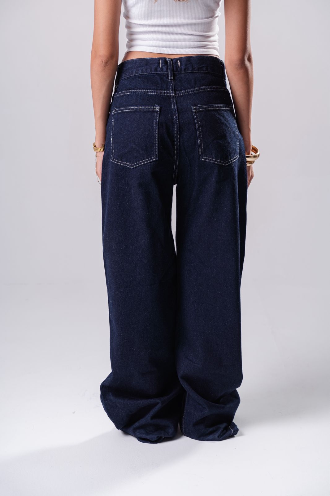 Blue Raw Denim Wide-leg
