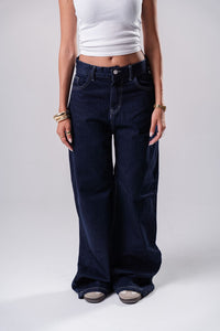 Blue Raw Denim Wide-leg